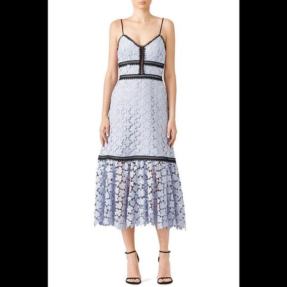 Dresses & Skirts - Jill Jill Stuart Blue Lace Crochet Elle Sleeveless Cocktail Midi Tea Dress Sz 4